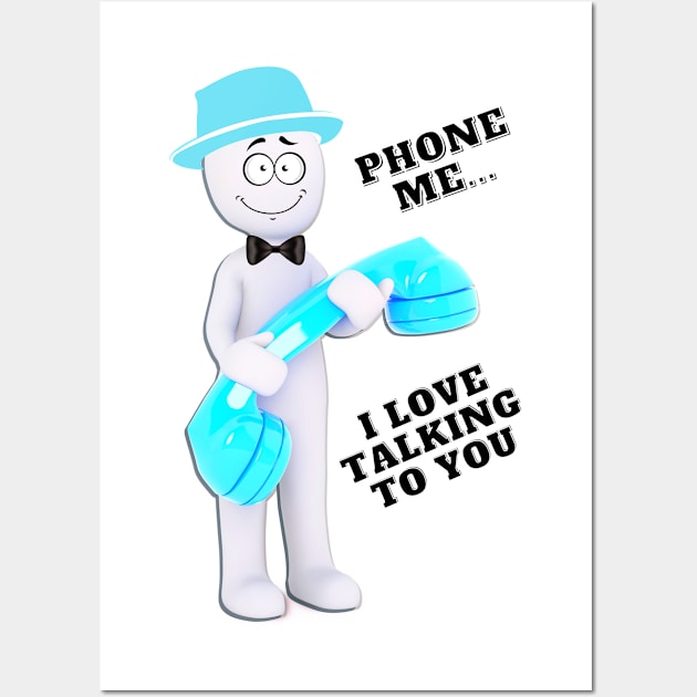 Phone me... I love talking to you - turquoise hat & phone Wall Art by Blue Butterfly Designs 